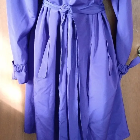 Elie Tahari Silk Satin Wrap Trench Coat size L - Picture 3 of 9